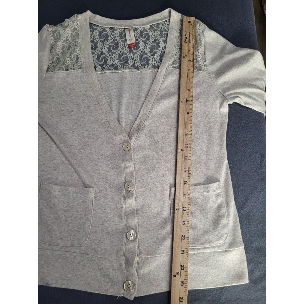 No Boundaries y2k Juniors sz XXL Lacy Neutral Button Front Cardigan Lightweight - Picture 5 of 9